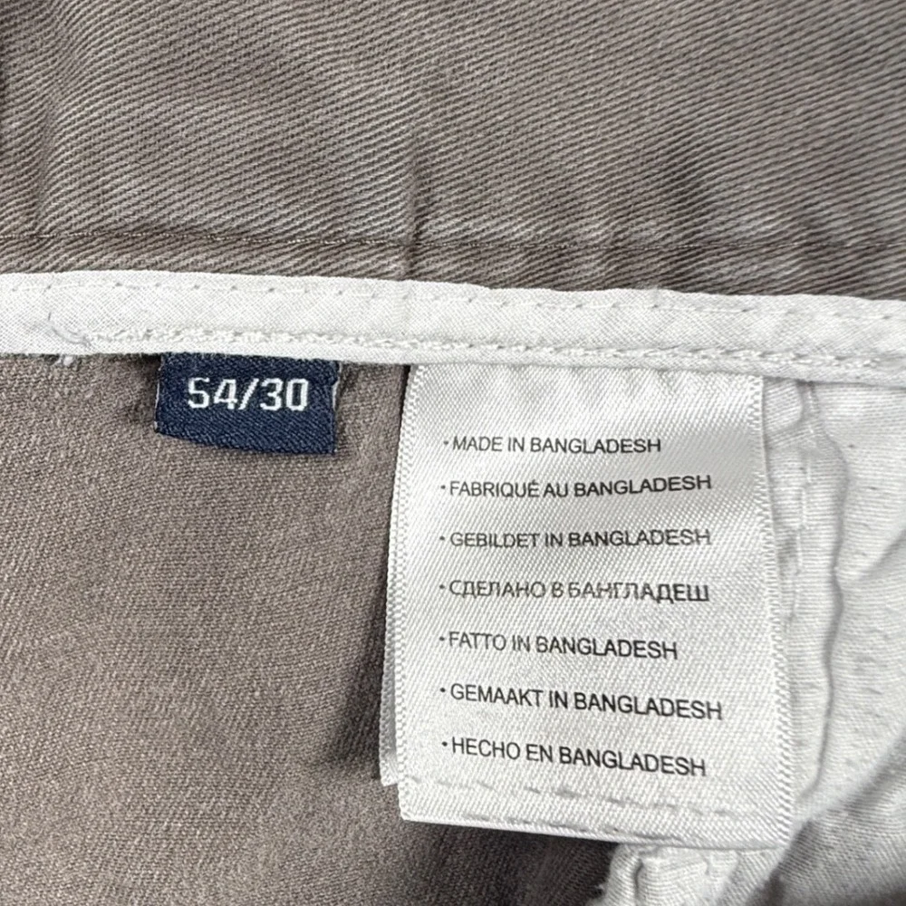 HB Harbor Bay Mens Big and Tall Chino Pants Gray Flat Front 54x30 (Fits 48x27)